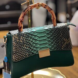 COPY - Metallic  Green Mermaid bag with Bamboo Handle
